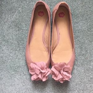 BP size 11 pink flats with silk flower/gem detail